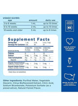 Supplement Facts panel for mommy's bliss Gripe Water original, serving sizes