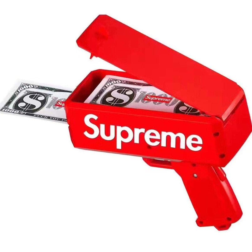 Money gun red can be sprayed 50 100 money Works on a 9 volt battery which is included manufacturer - Mumzar.com
