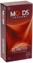 Moods Ultrathin condoms box, 12 count, red and maroon with bold Ultrathin text