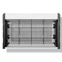 Mosquito killer lamp with front mesh grill and black metal housing