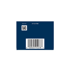 Move Free Ultra Triple Action review showing back of Move Free box with barcode QR code and lot numbers on navy packaging