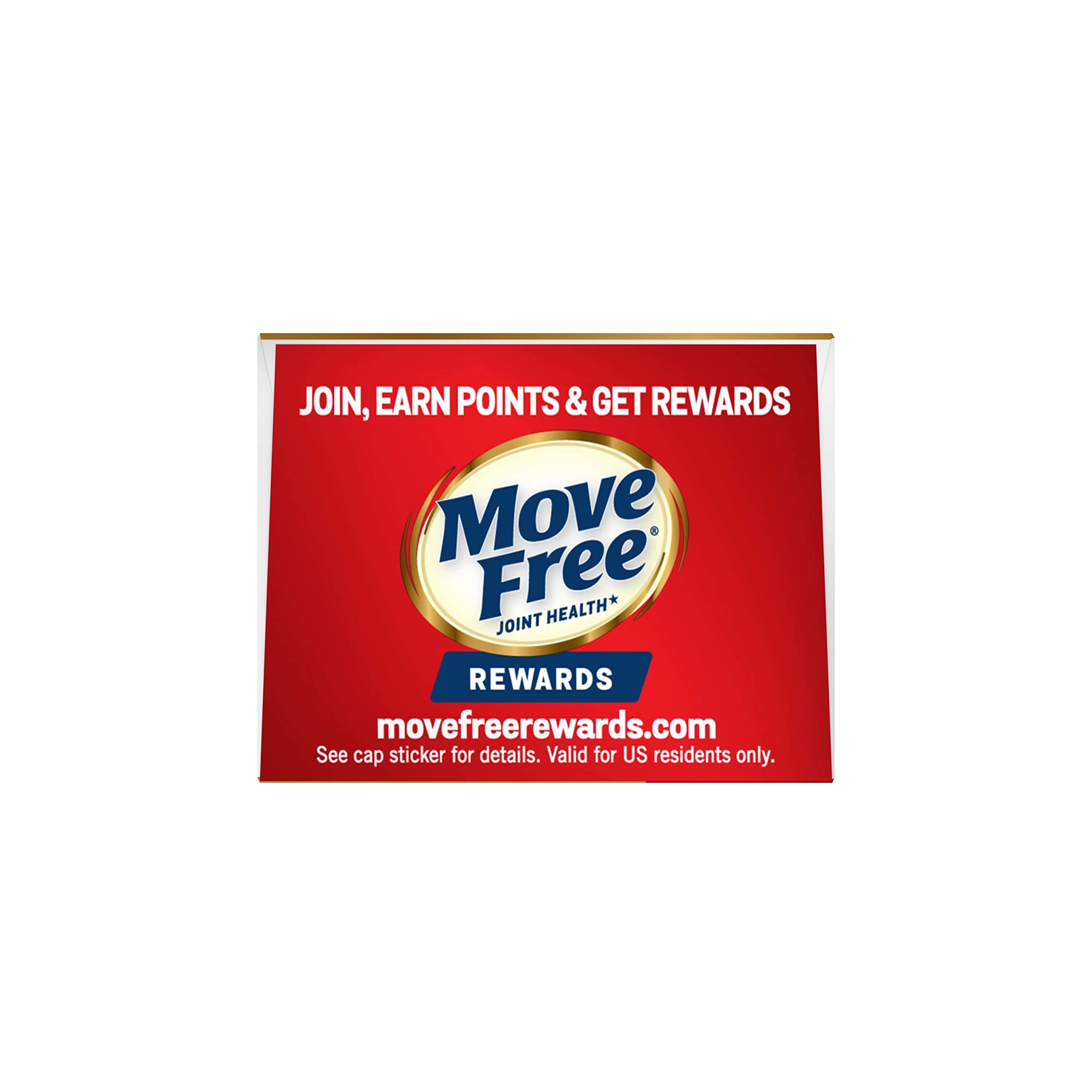 Move Free Rewards promotional label with Move Free logo and website for Move Free Ultra Triple Action review