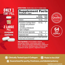 Move Free joint support supplement facts label with dosing and ingredients