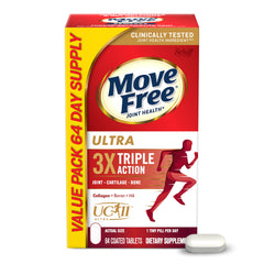 Move Free Ultra 3X Triple Action joint supplement 64 tablet value pack box and pill Move Free Ultra Triple Action review