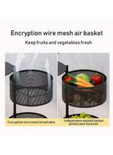 Wire-mesh air basket insert for storing fruits and vegetables on a multi-tier shelf