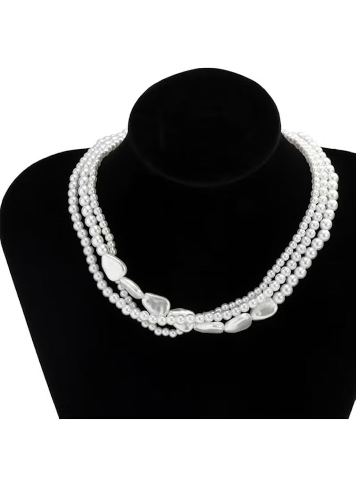 Huitich multi-layer pearl choker necklace featuring multiple strands of pearls and unique shapes