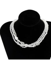 Huitich multi-layer pearl choker necklace featuring multiple strands of pearls and unique shapes