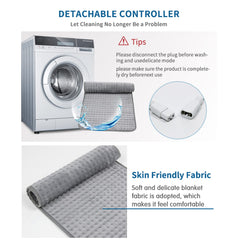Prosight electric heating pad for back pain with detachable controller washable gray soft dimpled fabric
