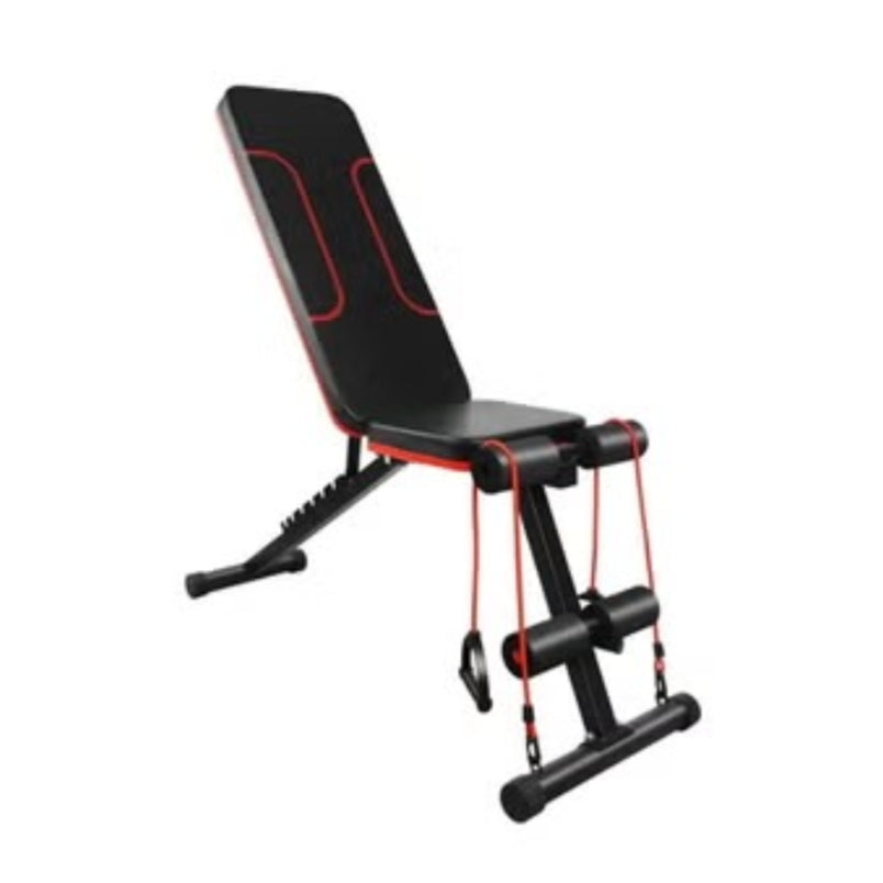 Huitich black dumbbell bench with adjustable backrest and resistance bands multifunctional fitness bench for home gym
