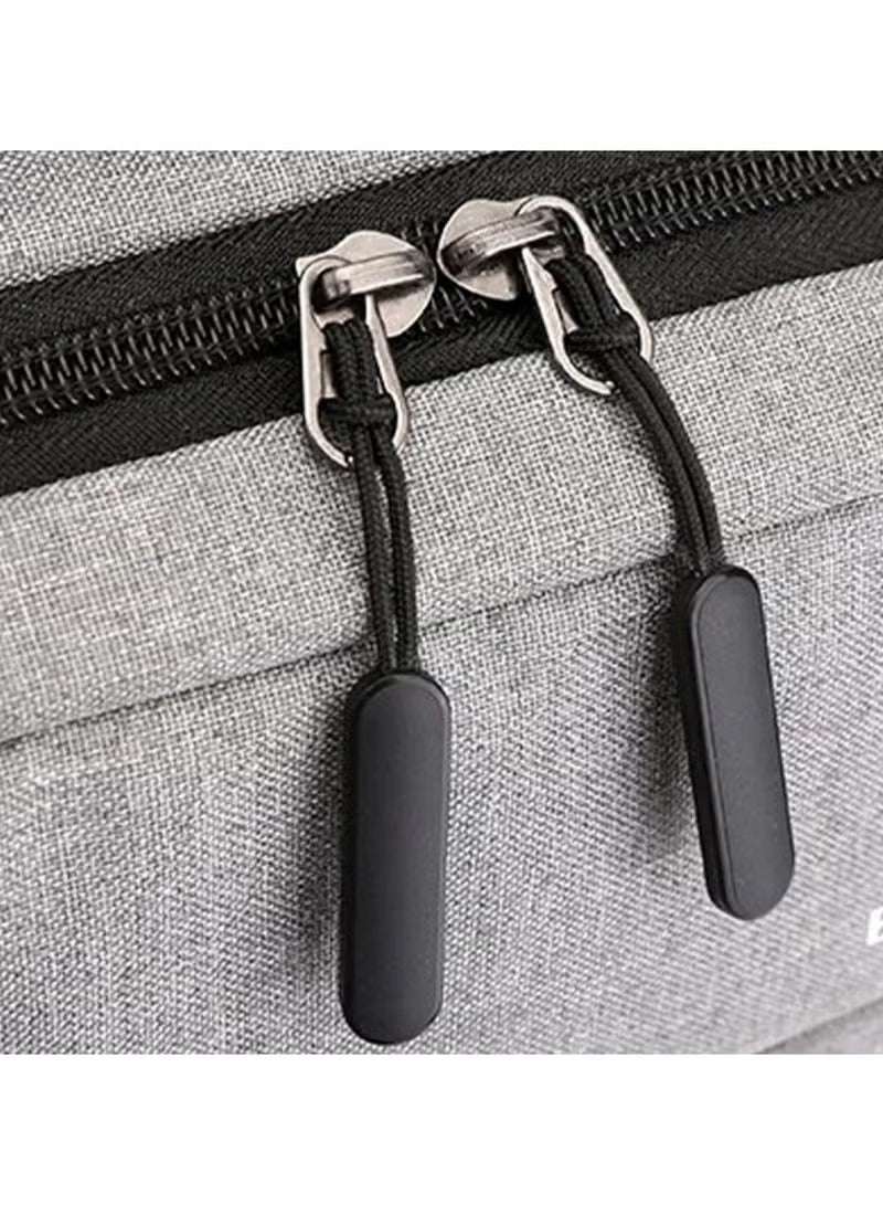 Close-up of Huitich multifunctional waterproof travel bag zipper with black pull tabs