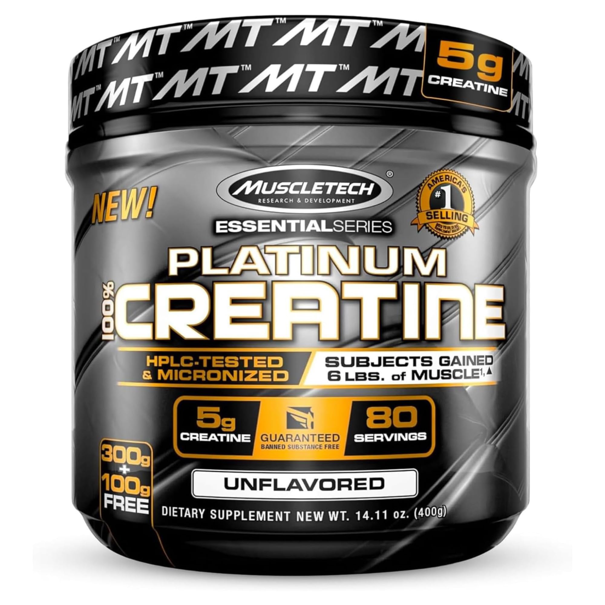 Muscletech Platinum 100 percent Creatine unflavored tub 80 servings 5g per serving creatine monohydrate powder UAE