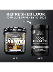 MuscleTech creatine monohydrate supplement 400g comparing old and new packaging for enhanced performance