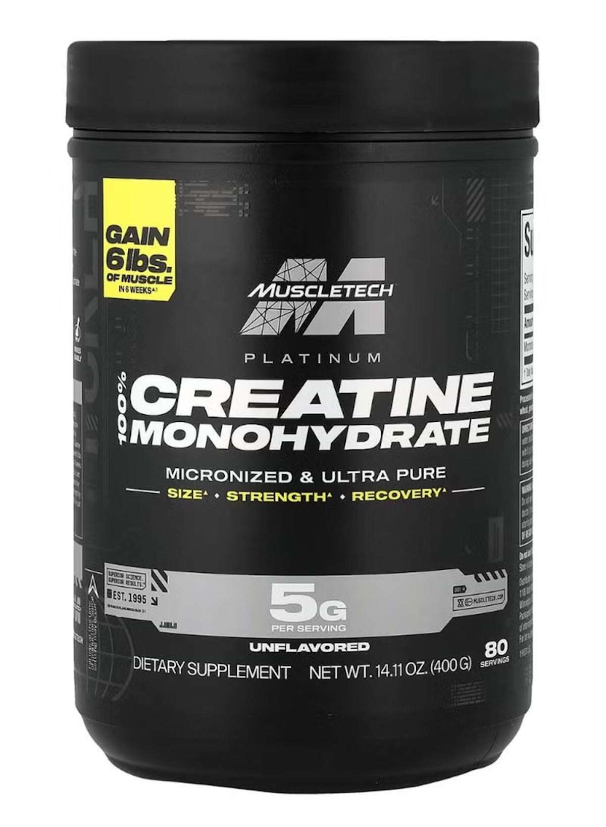 MuscleTech Platinum 100% Creatine Monohydrate Supplement 400g for muscle gain and recovery