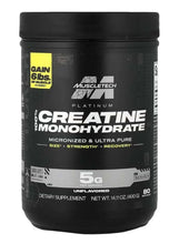 Creatine monohydrate supplement jar, black label, unflavored, 400 g size