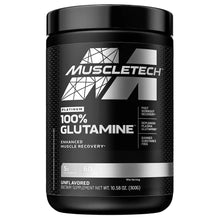 MuscleTech Platinum glutamine powder tub with front label, unflavored