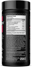 Supplement Facts panel on the back of a black supplement bottle with serving details