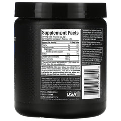 Back of black supplement jar showing Supplement Facts label barcode and directions MuscleTech Cell-Tech Creactor Creatine HCl