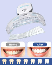 Teeth whitening light mouthguard with strip sheet and before-after smiles