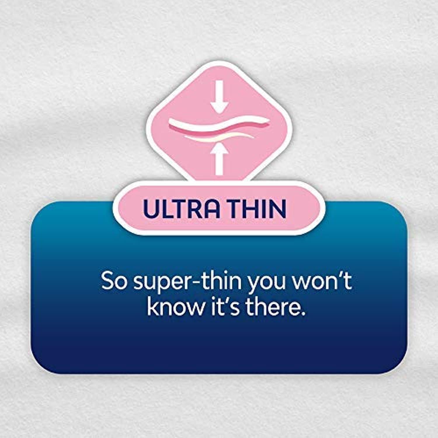 Nana ultra thin sanitary pads label showing pink ultra thin icon and message So super thin you wont know its there