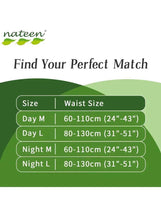 Adult diaper pants size chart for Day and Night: waist sizes in cm