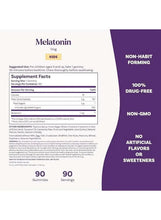 Natrol Kids melatonin gummies bottle back label, Supplement Facts, 90 gummies