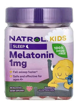Natrol Kids melatonin gummies bottle with Sleep label, 1 mg, 90 gummies