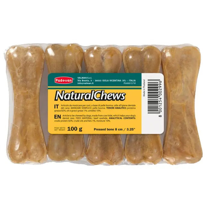 Padovan Natural Chews for dogs, 100g pack of natural dog chews UAE in bone shape for healthy chewing