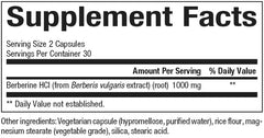 Natural Factors Berberine supplement UAE with 1000 mg per serving in a supplement facts label