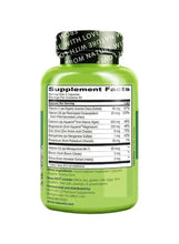 Bone strength supplement bottle, Supplement Facts nutrition table on back label