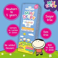 Natures Aid Mini Drops Vitamin D3 box for newborn to 5 years sugar free no lactose no gluten 50ml vitamin D3 drops for babies