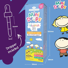 Vitamin D3 mini drops carton with size graphic and included dropper