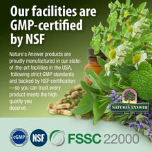 Propolis extract supplement bottle with GMP-certified NSF display and green leaves