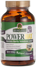 Nature's Answer Power Max supplement bottle, tan cap, amber liquid, front label