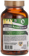 Nature's Answer Power Max supplement bottle with tan cap, back label and barcode