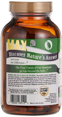 Amber bottle of Nature's Answer Power Max capsules herbal dietary supplement with green label and gold lid