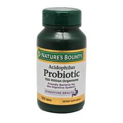 Natures Bounty acidophilus probiotic tablets 120 count bottle for digestive health
