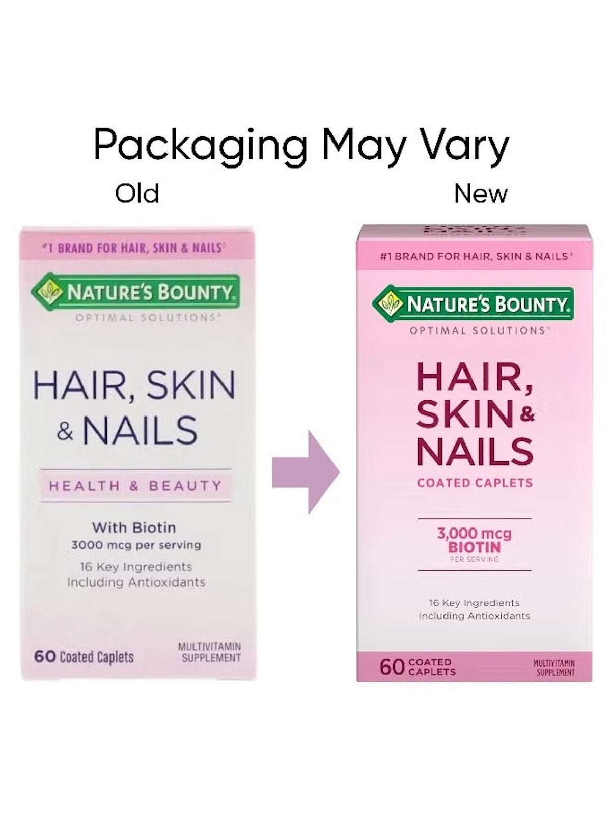 Nature's Bounty Hair Skin and Nails Biotin Supplements for Hair Growth with 3000 mcg Biotin in 60 Coated Caplets