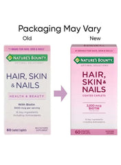 Nature's Bounty Hair Skin and Nails Biotin Supplements for Hair Growth with 3000 mcg Biotin in 60 Coated Caplets