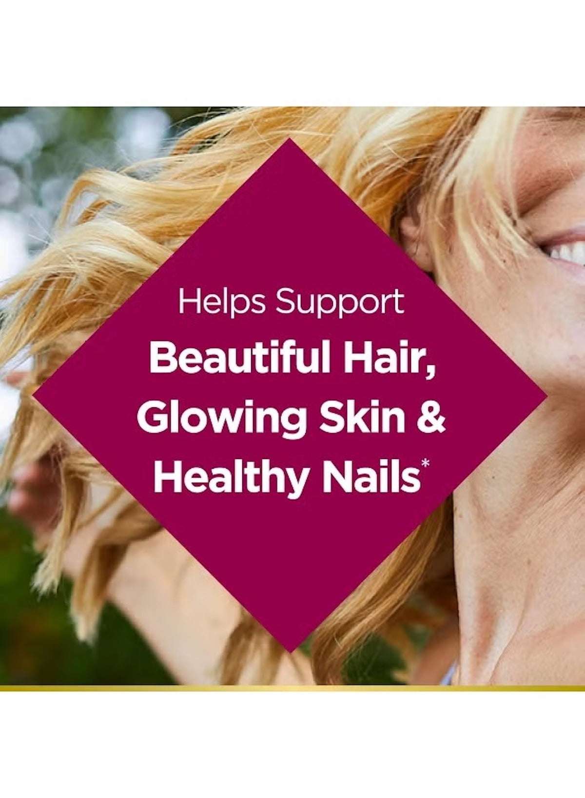 Nature's Bounty Biotin Supplements for Hair Growth, promoting beautiful hair and healthy nails