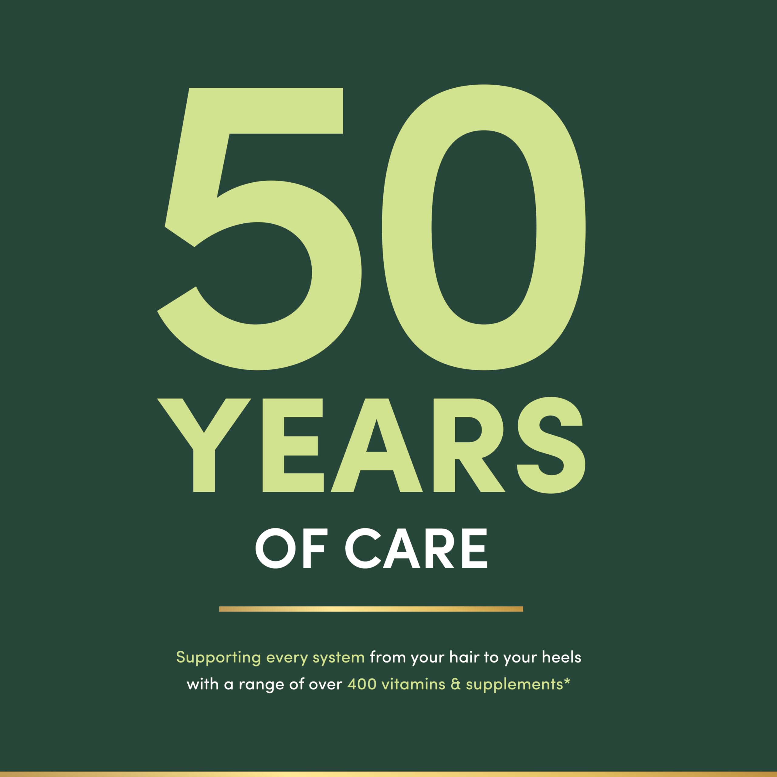 Natures Bounty promotional banner for Ginkgo Biloba supplement UAE 50 years of care on green background