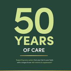 Natures Bounty promotional banner for Ginkgo Biloba supplement UAE 50 years of care on green background