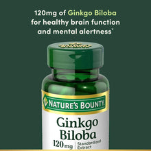 Ginkgo Biloba 120 mg supplement bottle with green cap, cropped front label