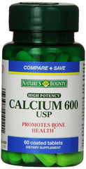 Natures Bounty Calcium 600 USP 60 coated tablets bottle high potency calcium supplement UAE promoting bone health