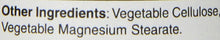 Supplement label close-up listing vegetable cellulose and magnesium stearate