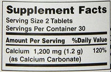 Supplement Facts close-up: Calcium 1,200 mg, 120% daily value