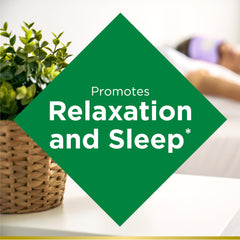 Natures Bounty melatonin sleep supplement UAE product image showing relaxation and sleep message with bedside plant