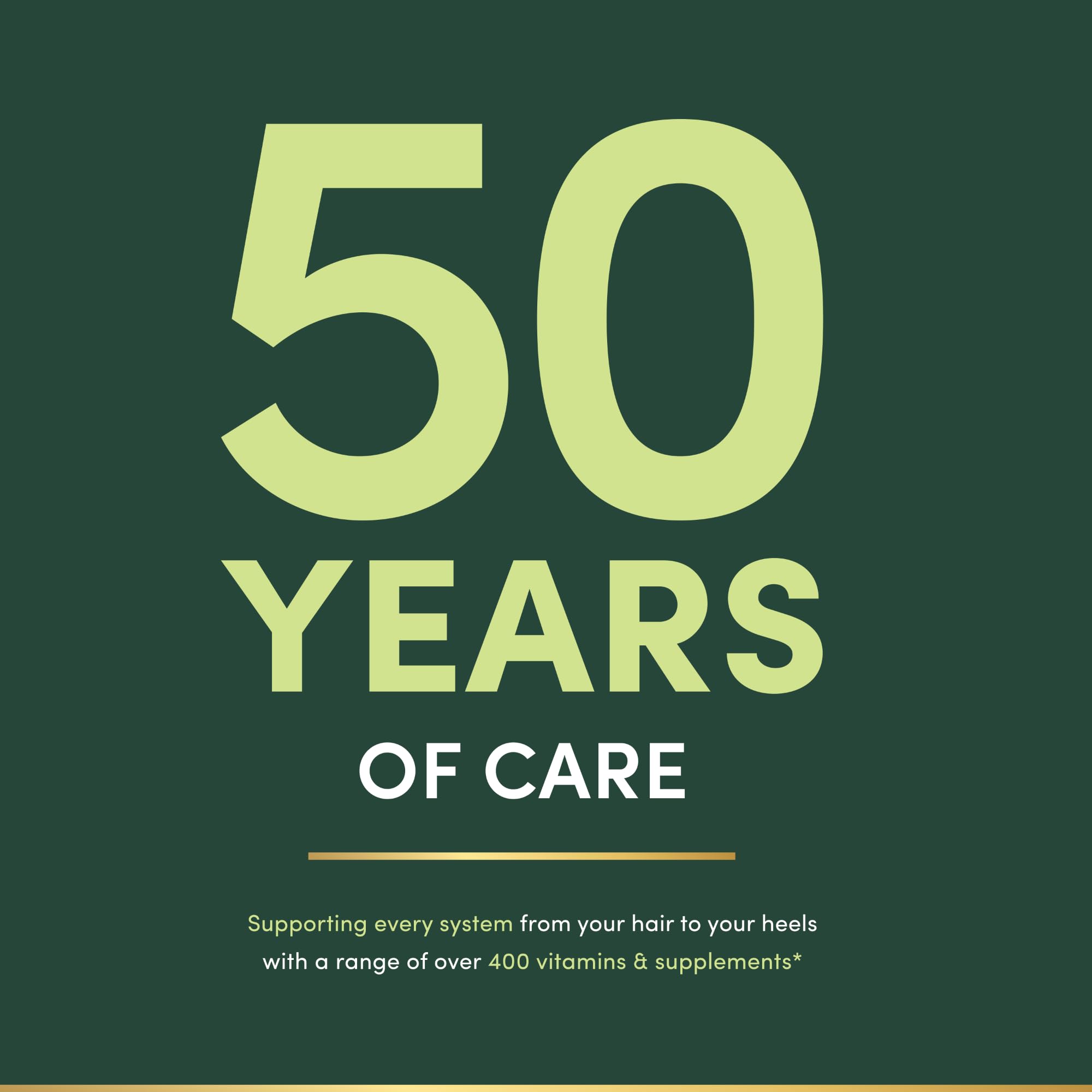 Nature's Bounty fish oil 1200mg 50 years of care anniversary graphic with green background