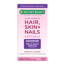 Nature's Bounty Hair, Skin & Nails softgels box with 150 liquid softgels