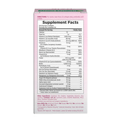 Back of pink product box showing Supplement Facts panel and ingredients for Nature's Bounty hair supplements