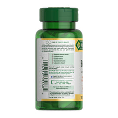 Natures Bounty green bottle back label showing supplement facts and barcode for super B complex with folic acid and vitamin C